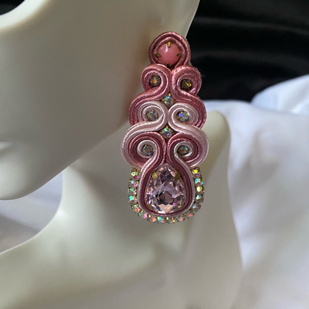 Elegant Pink Statement Earrings - Picture 2 of 3